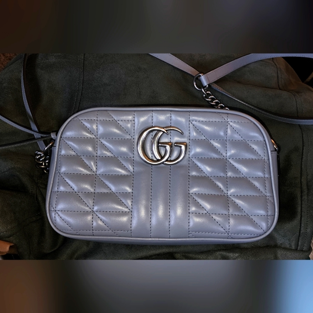 Gucci GG Marmont Small Shoulder Bag(Dark Grey, Silver Hardware)